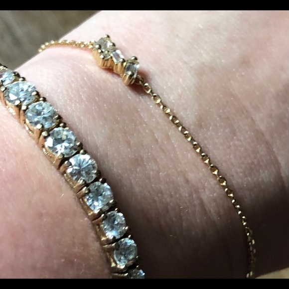 KALAN-14K Yellow Gold Diamond/Topaz BRACELET-Preow - Picture 3 of 12